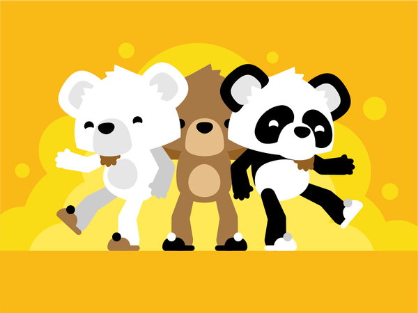 Friends animals panda polar bear bear friends flat illustration.png