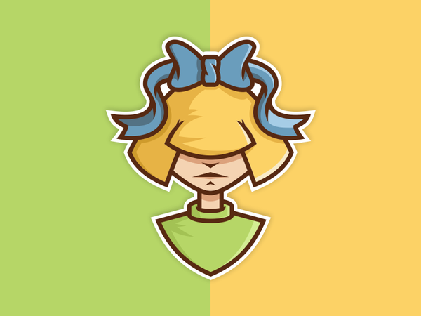 Girl sticker illustration style hair bow girl.png