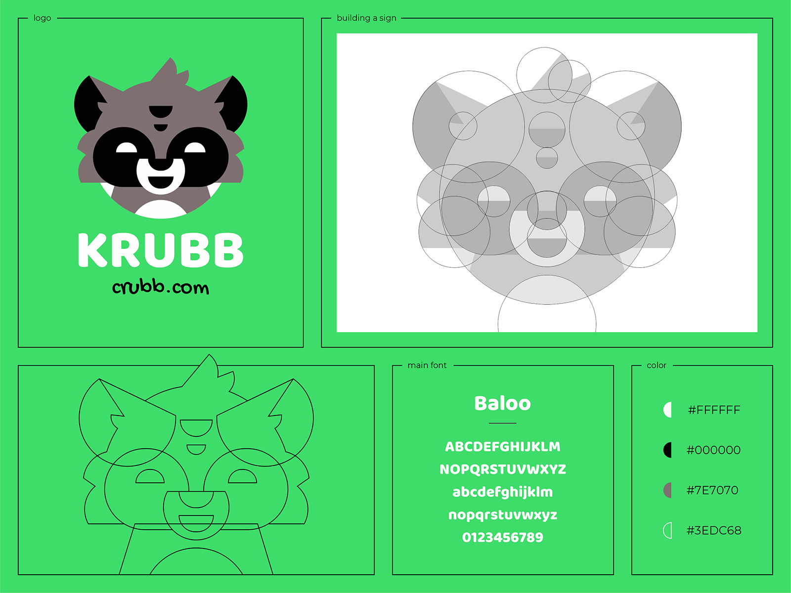 Krubb branding smile sign raccoon mask logo hiwow character animal.png