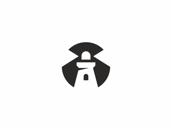 lighthouse night space negative white and black icon lighthouse logo.png