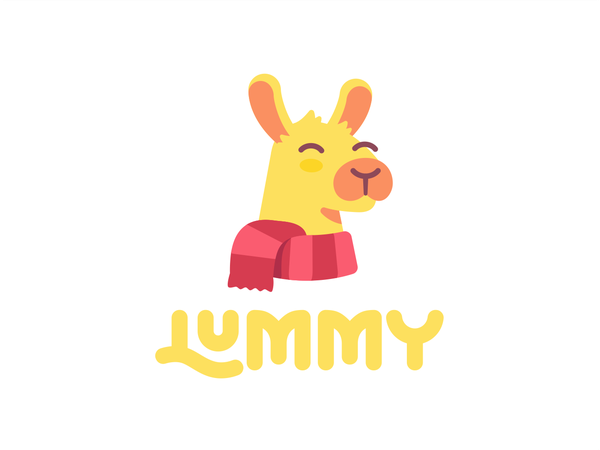 Lummy flat character confectionery scarf animal lama illustration sign.png