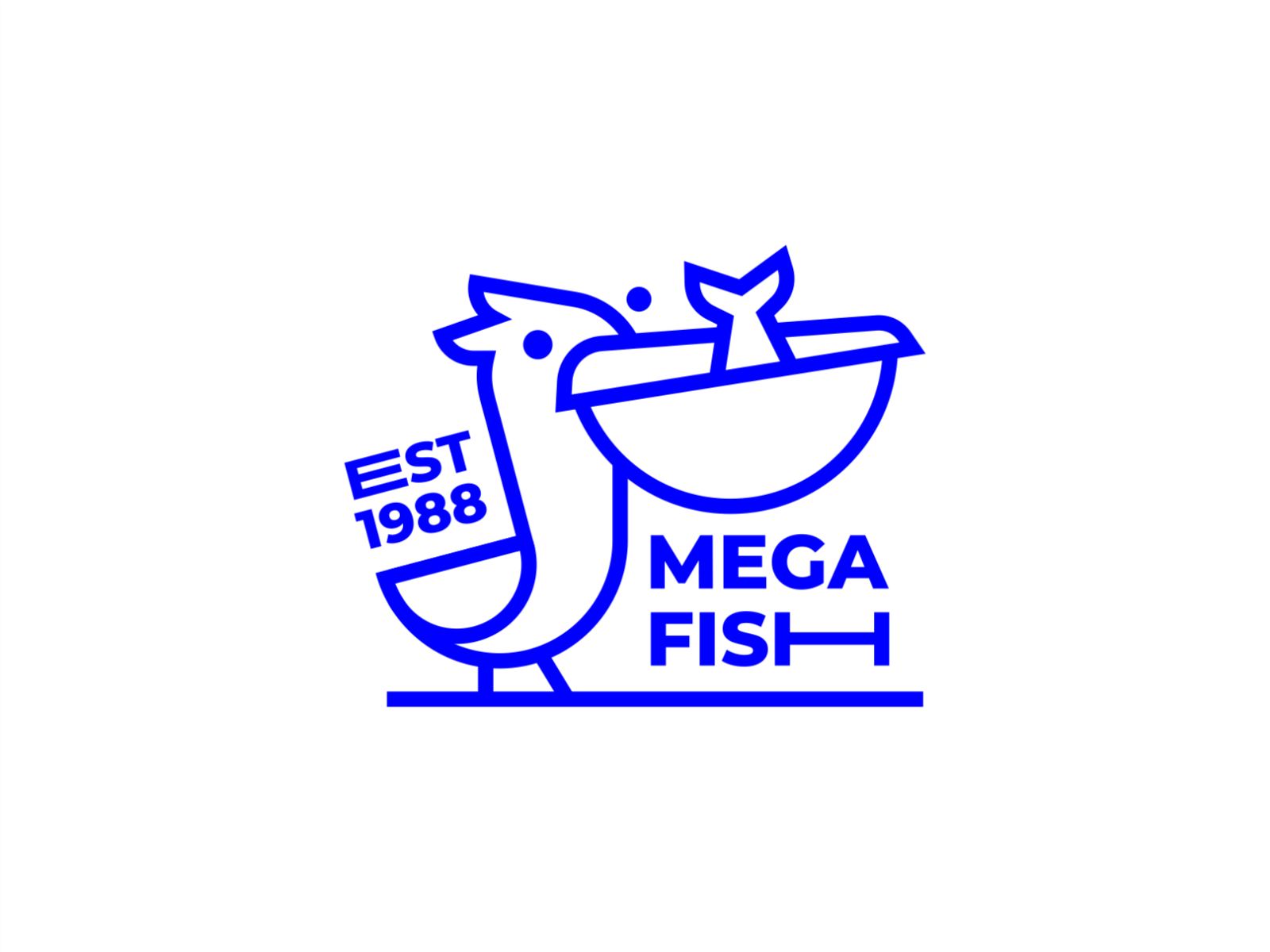 Mega Fish illustration brand branding design stamp mark food blue mono.png