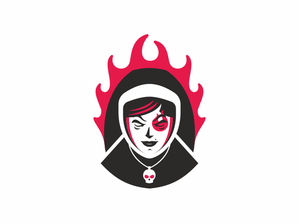 Nun flame religion devil fire cassock nun a of illustration logootype.png