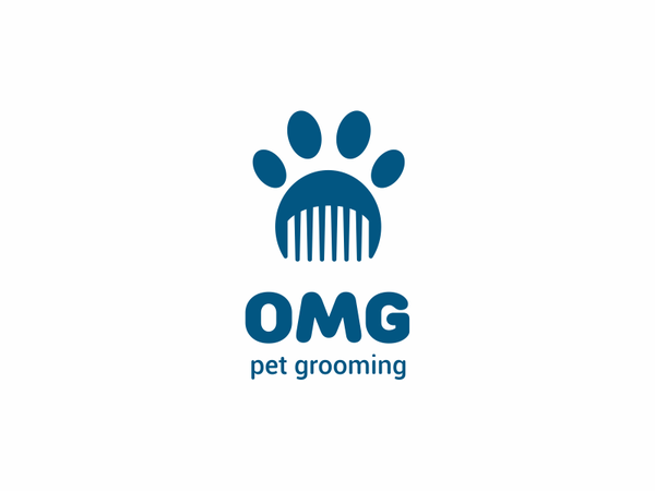 OMG logo comb grooming barber haircut paw cat dog pet animal.png