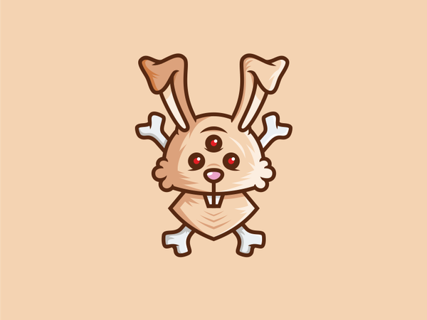 rabbit mutant bone zombie monster animal ears rabbit sticker illustrat.png