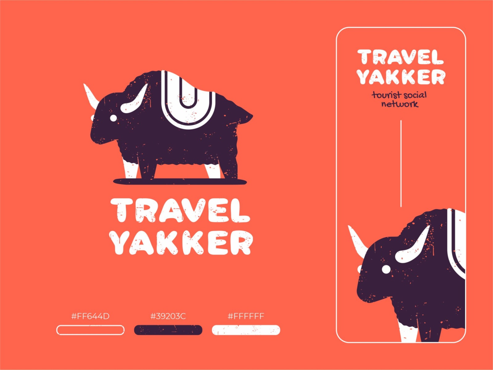 Travel Yakker logos mark logo branding hiwow pattern grunge yak animal.jpg