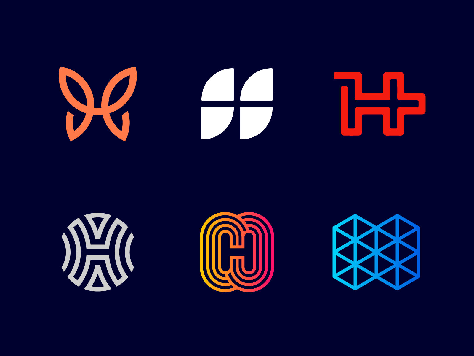 Logo Alphabet - H Lettermarks symbol design abstract startup butterfly.png
