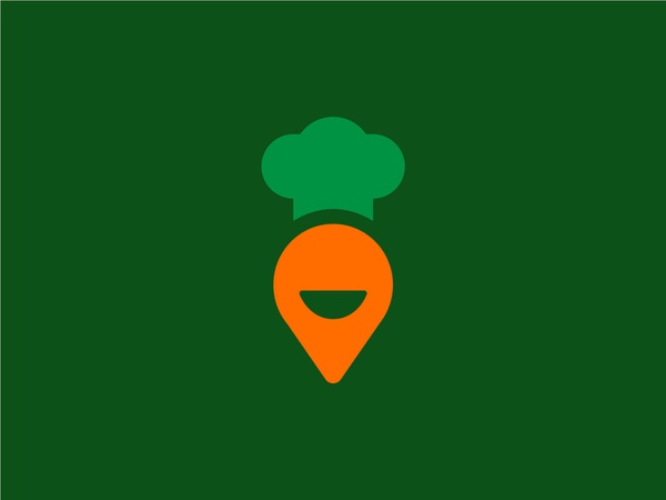 Veggie healthy food app food startup restaurant logo pin location nega-2.jpg