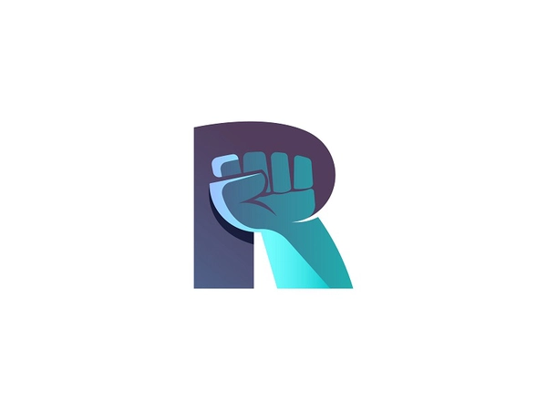 R For Rebellion rebellion fist branding mark logo monogram letter r.webp