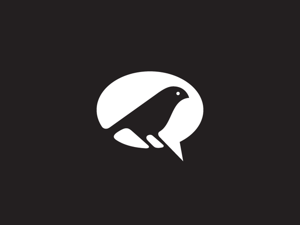 Birdy weaver sparrow space negative icon talk speach bubble logo anima.png