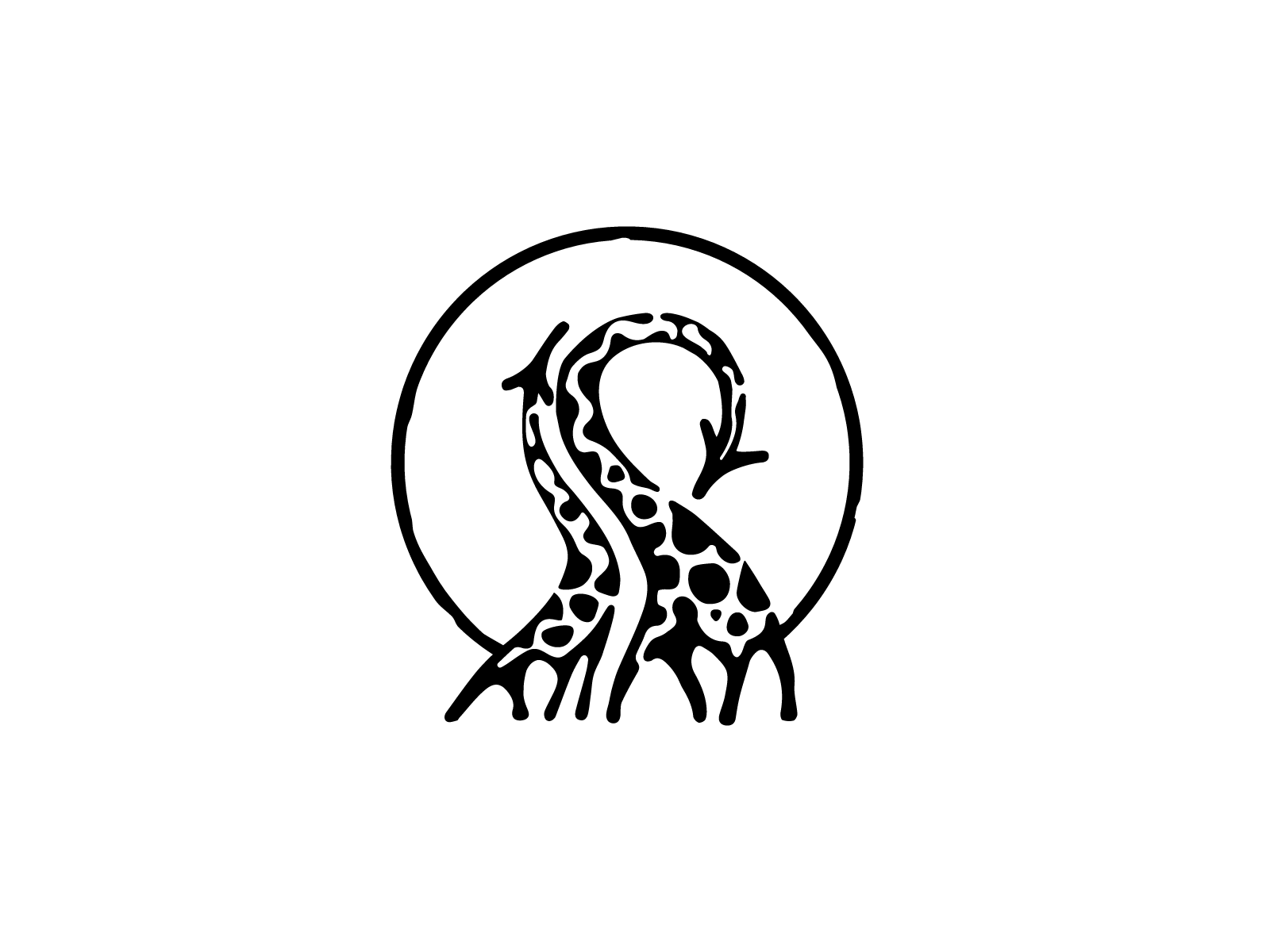 Giraffes black ink drawing tattoo nature space negative illustration l.png