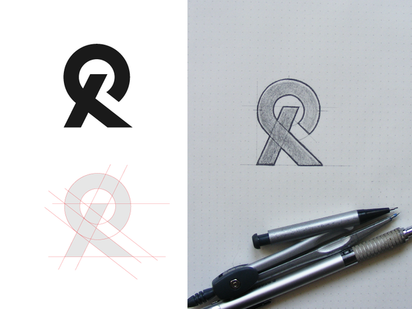 R logo geometric black process construction sketch letter symbol monog.png
