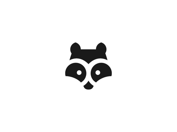 Raccoon logomark mark simple concept black icon space negative logo an.png