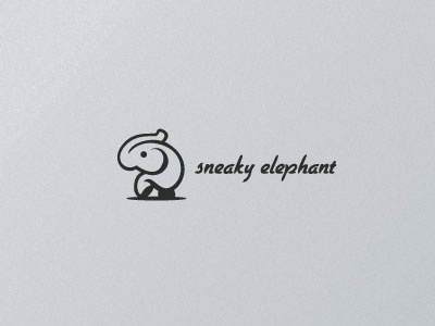 Sneaky sneaky elephant logo black white stevan s simple fun animal.jpg