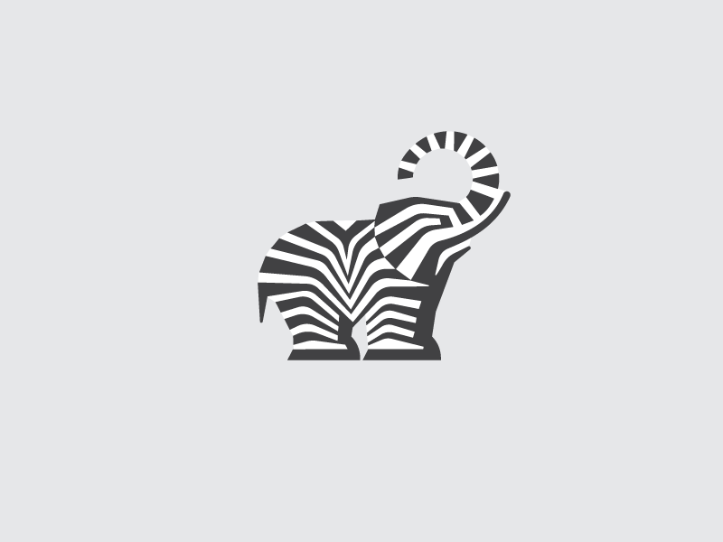 Striped Elephant black icon line africa stripe nature logo animal zebr.png