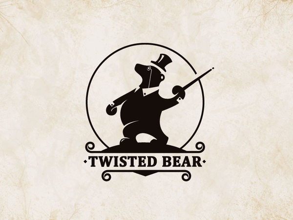Twisted Bear twist bear animal hat walk retro circus logo vintage mono.jpg