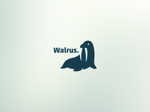 Walrus walrus tooth pole animal tusk negative space single color logo.png