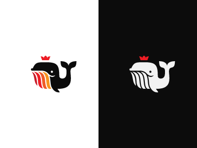 Whale King whale animal fish sea logo cown king negative space tail fi.png