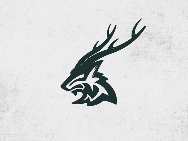 Wolfrahm wip wolf deer animal buck horn head speed logo bolt power.png