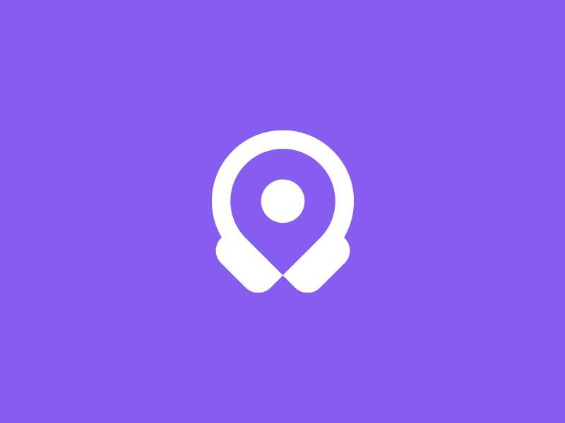 Aura logo design sound audio headphone headphones location pin map sim.webp