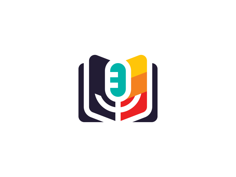 Book  Mic logo design radio podcast paper sound microphone mic book br.webp