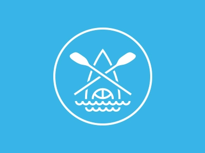 Kayabi logo kayak kayaking dodgeball sea paddle retro line ball game s.webp