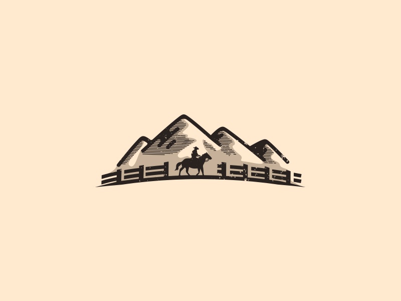 Cowboy Under the Moountain farm horse cows emblem mark logo cajva moun.jpg