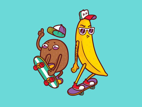 Banana  Kiwi sticker skate hipsters skaters characters kiwi banana fru.png