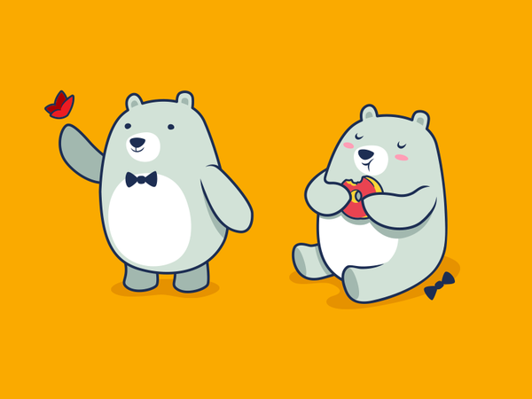 Bear donut butterfly sunny mascot bear character.png