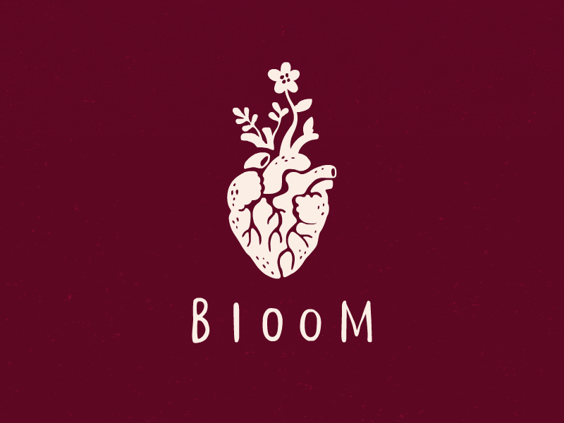 Bloom animation beating heart bloom flower love concept logo mark vale.gif