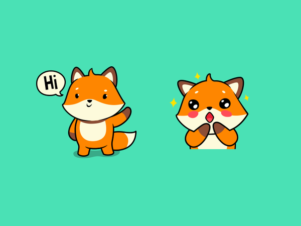 Little Fox hi stickers cute little character mascot fox.png