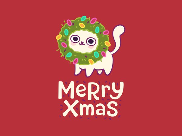 Merry Christmas! xmas logo cute cat holiday christmas merry.png