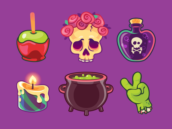 Witches Came To Town halloween poison zombie apple candle icons skull.png