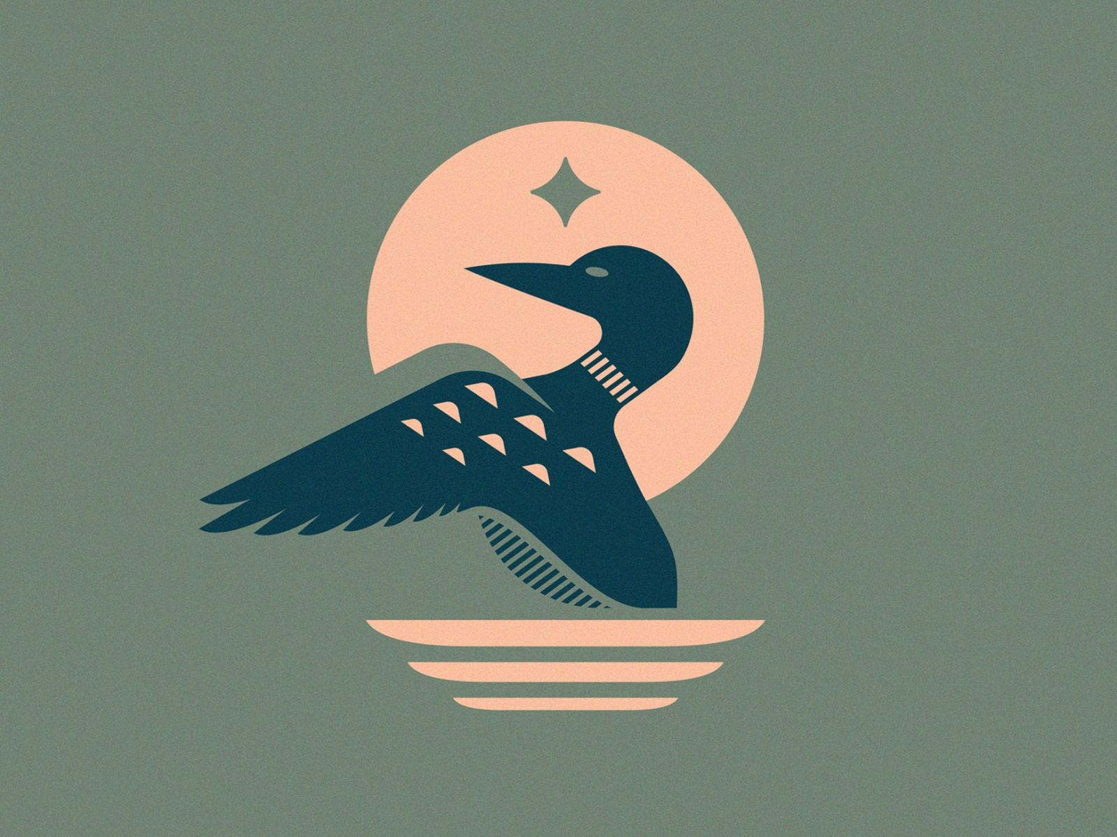 Loon sunset outdoors classic vintage illustration bird logo north refl.jpg