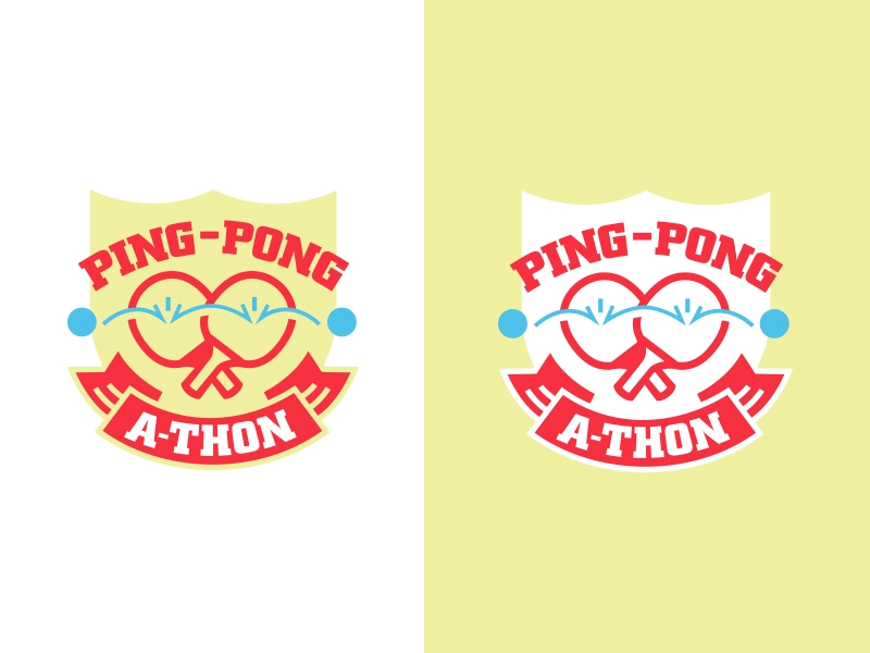 Ping Pong-a-Thon action game bounce banner shield badge paddle logo pi.webp