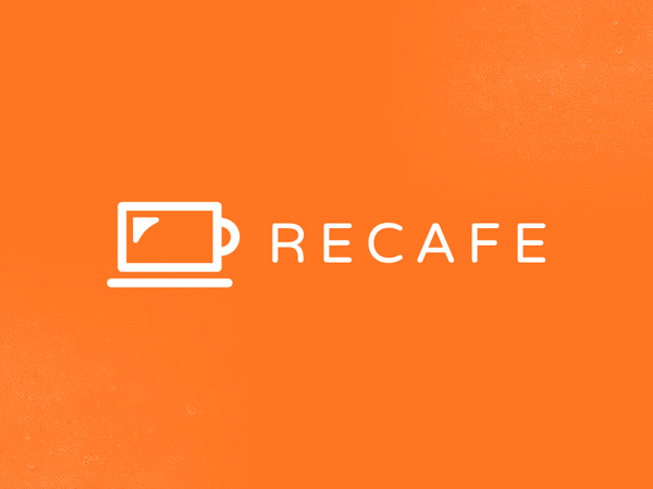 Recafe coffee it orange cup logo design branding coffee logo smart log.png