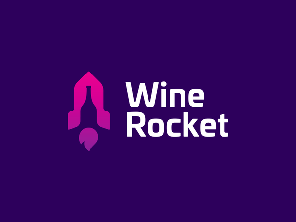 Wine Rocket wine negative space logo design design smart logos clever.png