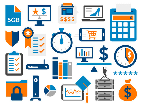 Infographic icons money graphs computer laptop internet technology ill.png