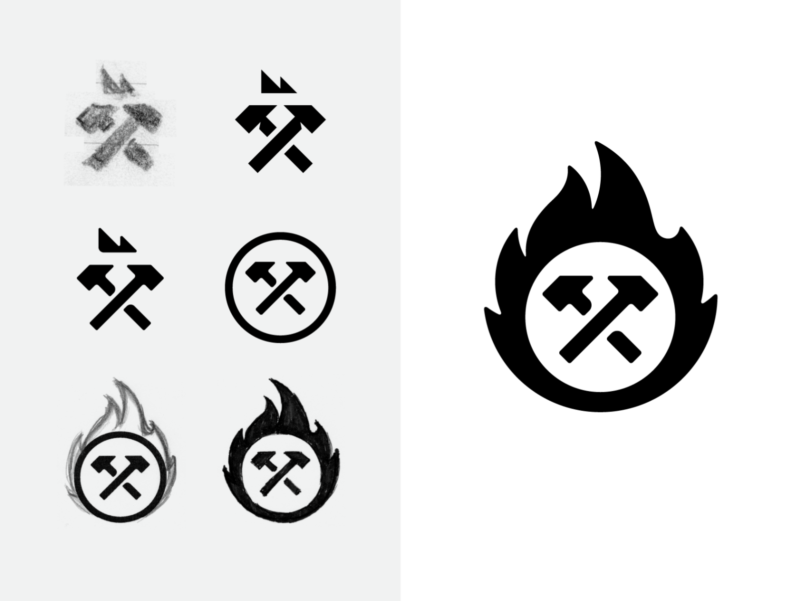 Logo mark process enclosure illustration branding process flame blacks.png