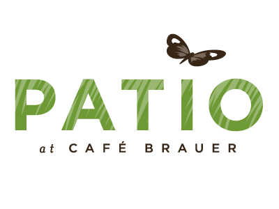 Patio at Cafe Brauer logo patio cafe sans serif grass texture green br.png