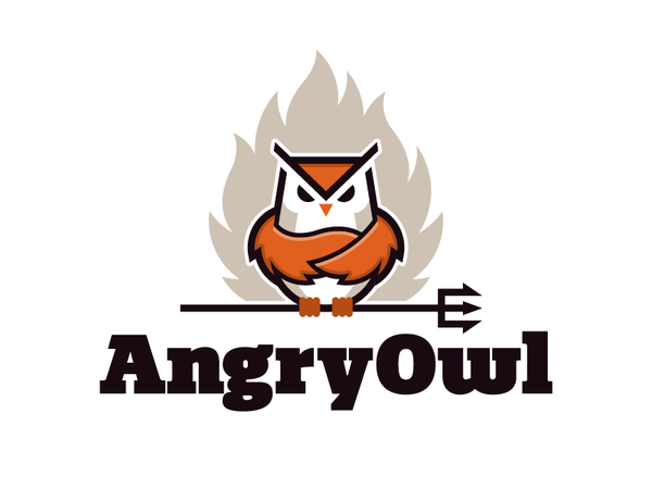 Restaurant logo owl angry restaurant pitchfork fire logo character ill.png