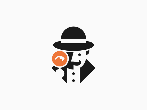 Detective  mark magnifier vector icon poirot detective 2d minimal logo.png