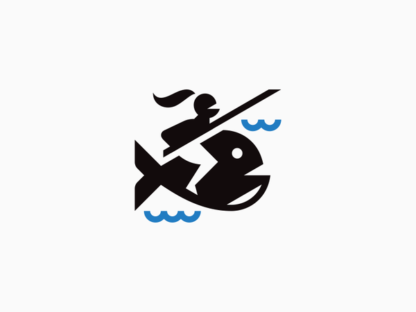 Fish knight  mark vector 2d illustration sea water logo mark knight fi.png