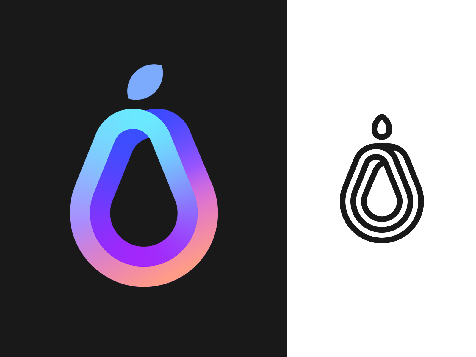 Pear Logo Design technology tech best gradient graphic colorful fruit.png