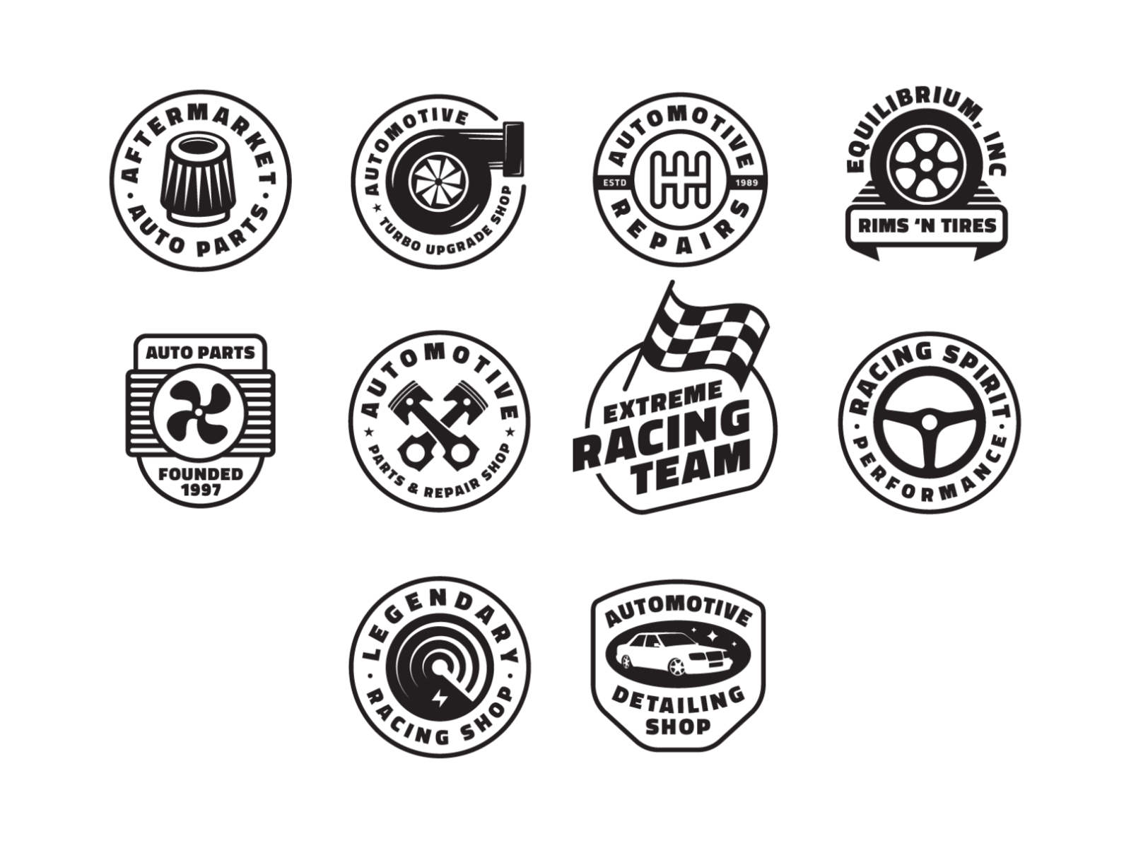 Automotive Badges Editable Templates For Sale for sale black white sti.png