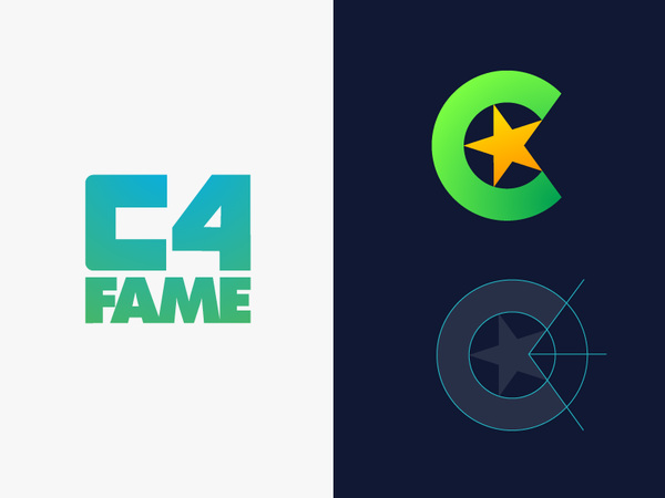 C4fame Logo Design Option 1 — 2 type text grid gradient agency motion.png