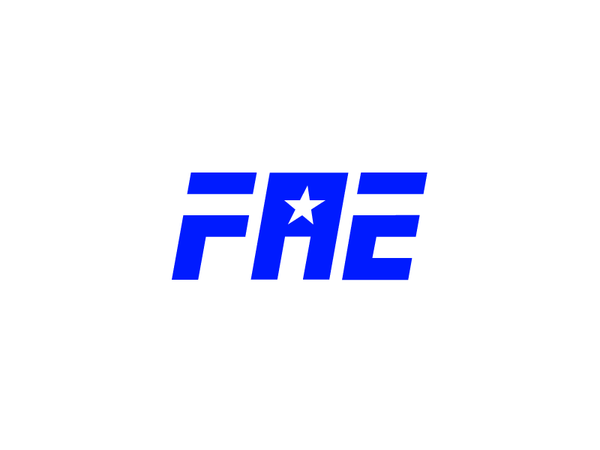 F.A.E. Logo Design angle mark grid lines square text logo type blue st.png