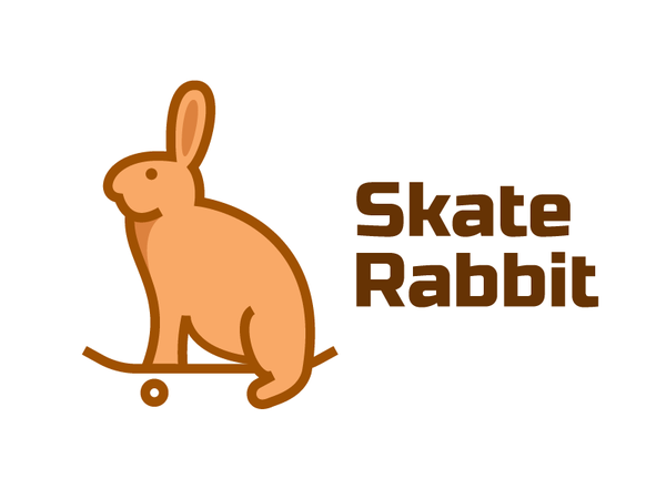 Skate Rabbit Logo Design brown outline cute forest run branding identi.png