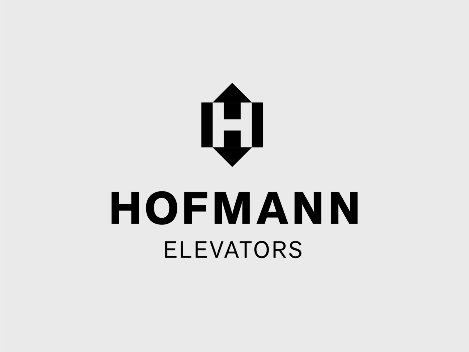 Hofmann Elevators logo design lettermark elevator arrows letter h nega.png