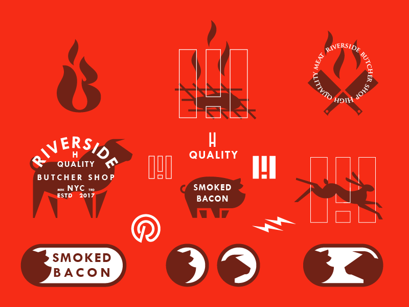 Butcher Shop badge fire riverside high h type thunder cow bbq shop but.png